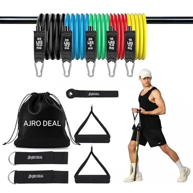 Rubber Double Toning Resistance Pull Rope, Multicolour