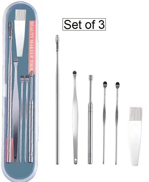 Stainless Steel 4 Pcs Acne Blackhead Remover, Silver, Set of 3