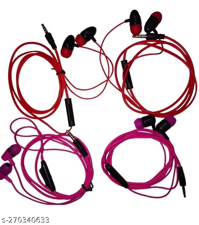 Premium 3.5 mm Jack Wired Earphones, Multicolor, Pack of 4