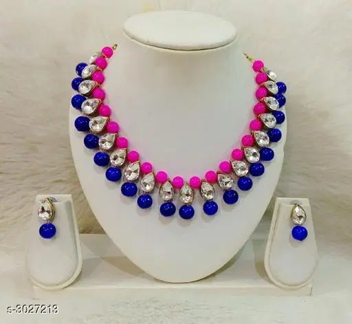 Trendy Kudan & Alloy Women'S Jewellery Set, Blue
