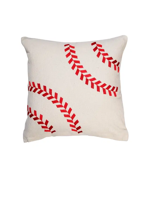 Cotton Cushion Cover, White & Red, 16x16 inches