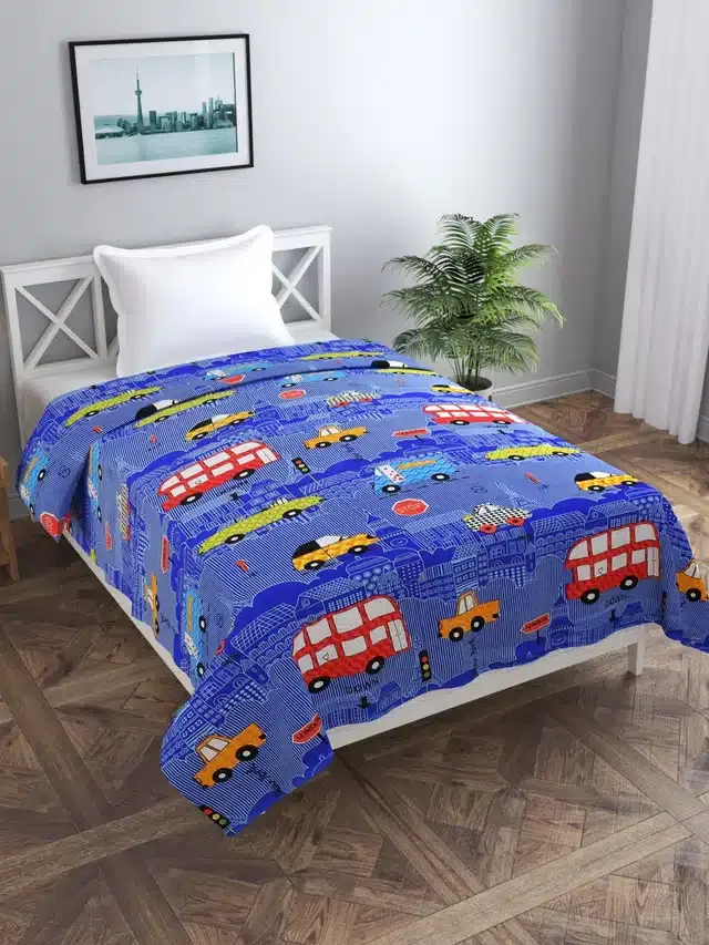Printed Single Duvet Cover with Zipper, Multicolor, 60x90 Inches