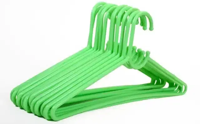 Plastic Clothes Hangers for Wardrobe, Green, Pack of 12