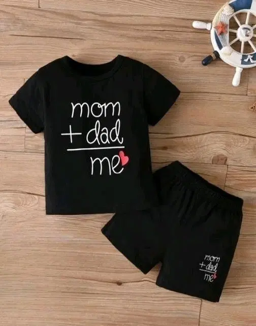 Cotton Blend Printed Clothing Set for Boys, Black (2-3 Years)