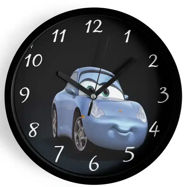 Analog Cars Wall Clock for Home, Black, 7 Inches