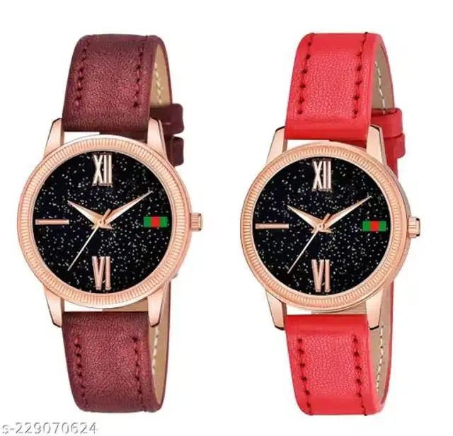 Analog Watch for Women, Pack of 2 (Multicolor)