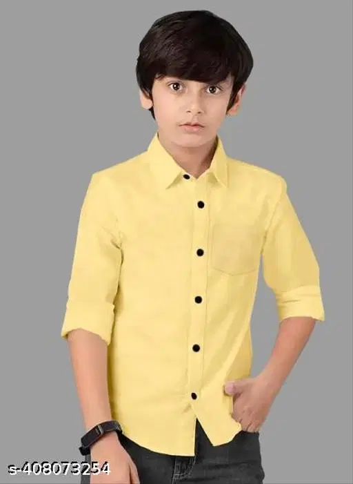 Solid Cotton Blend Polo Shirt for Boys (Yellow, 9-10 Years)