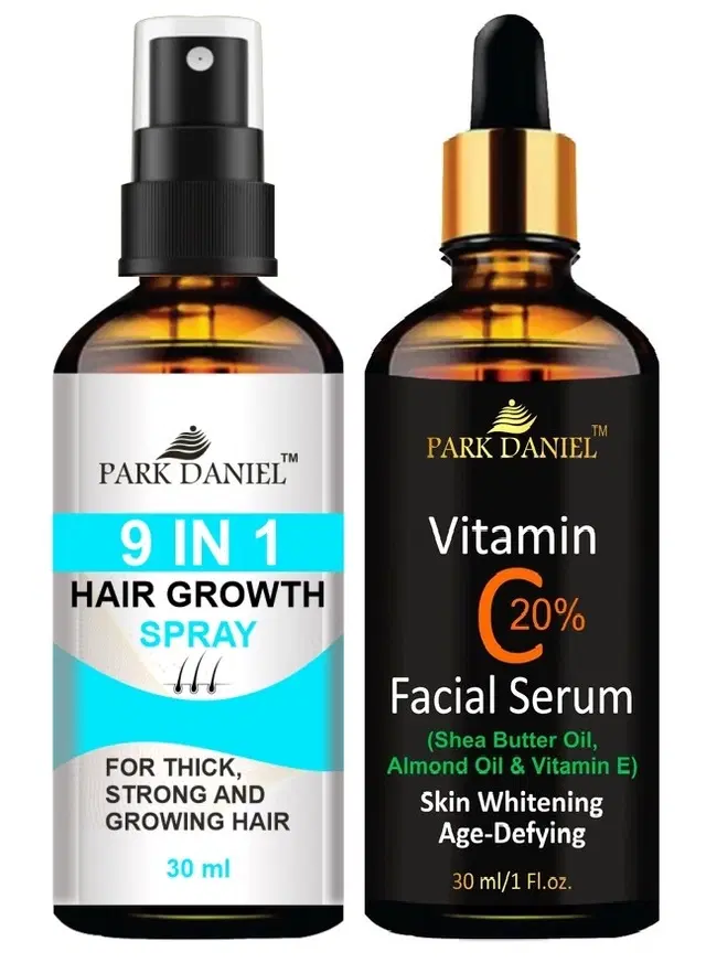 Park Daniel 9 in 1 Hair Growth Spray with Vitamin C20% Facial Serum, 30 ml, Set of 2