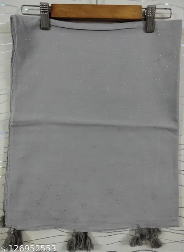 Cotton Printed Scarf for Women (Grey, 1 m)