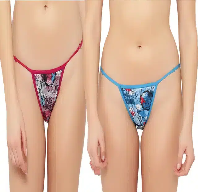 Cotton Blend Panties for Women, Pack of 2 (Multicolor, M)