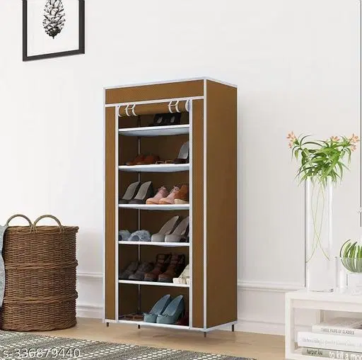 PVC 6 Layer Collapsible Multipurpose Rack, Brown