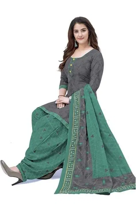 Yashika Unstitched Crepe Salwar Suit Material (Grey) (Y-383)