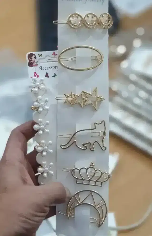 Hair Clips for Women rhinestone Crystal Letter Golden Crystal Trendy and Stylish Hair Pin Hair Accessories, Pack Of 12 (Multicolor)