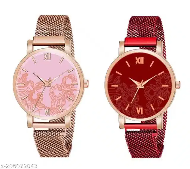 Analog Watch for Women, Pack of 2 (Multicolor)