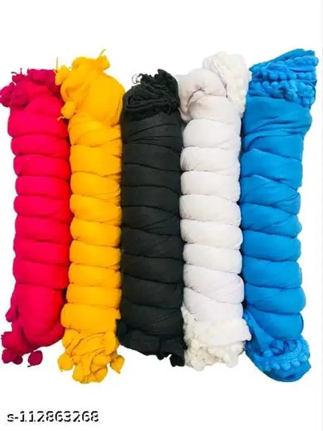 Dupatta for Women, Pack of 5 (Multicolor, 2 m)