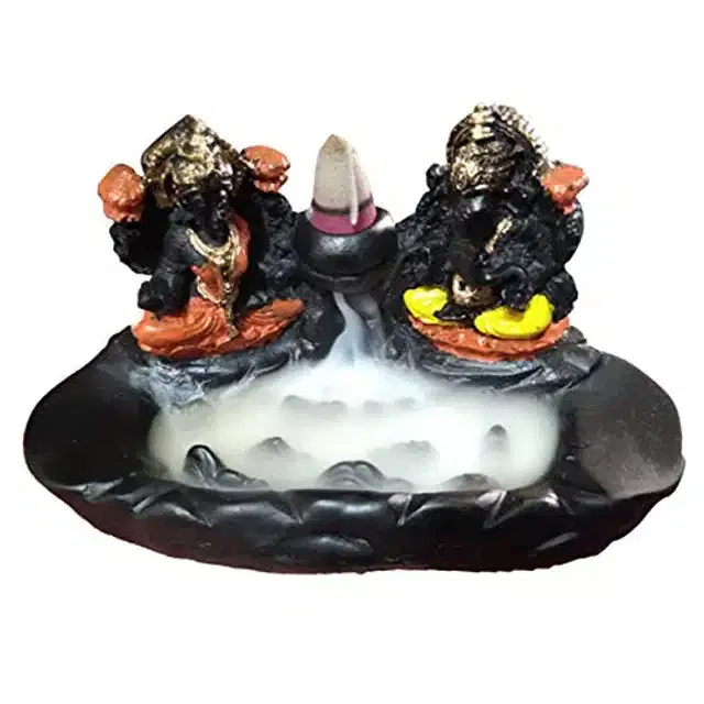 Laxmi Ganesha Smoke Fountain Statue with 10 Cones, Black, Set of 1