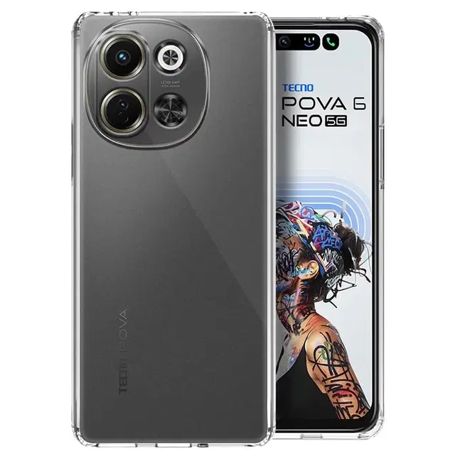 Rubber Mobile Back Cover for Tecno Pova 6 Neo 5G (Transparent)