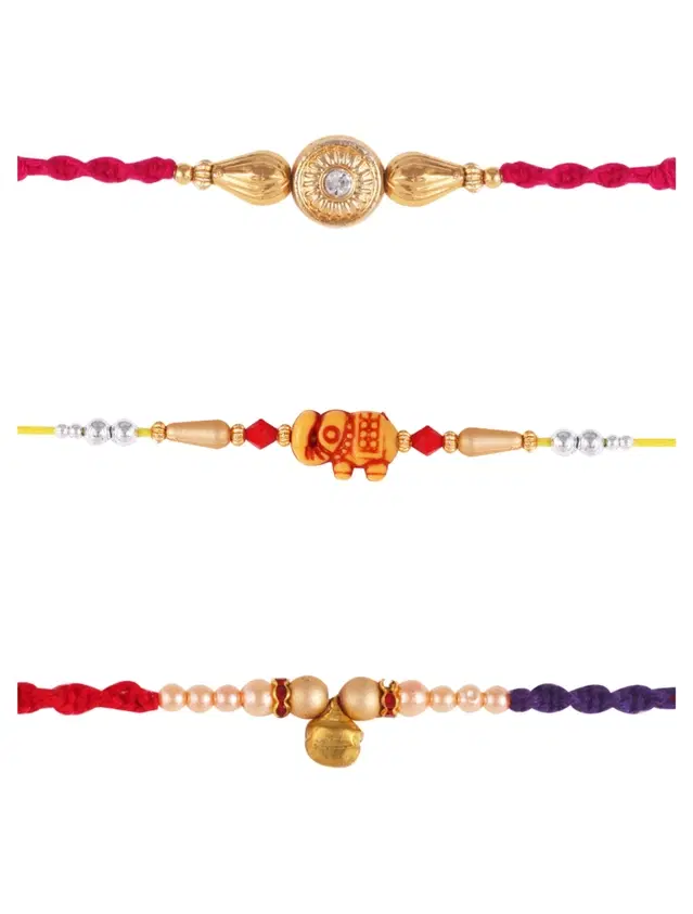 Designer Rakhi for Rakshabandhan, Multicolor, Pack of 3