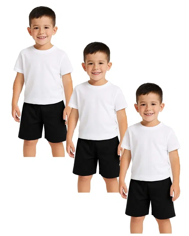 Cotton Shorts for Boys, White, Pack of 3 (6-12 Months)