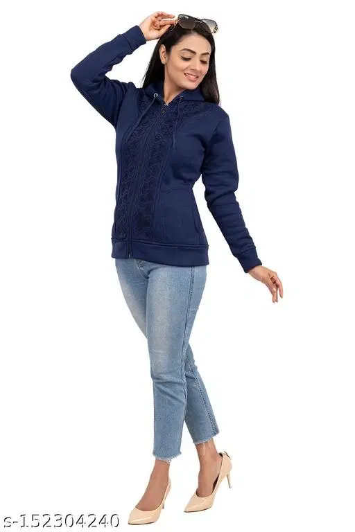 Polyester Sweater for Women (Blue, S)