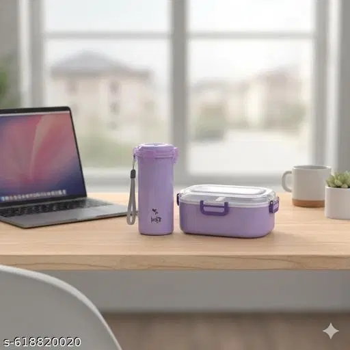Combo Lunch Box with Bottle Pack | Stylish Leak-Proof Tiffin Box & Water Bottle Set