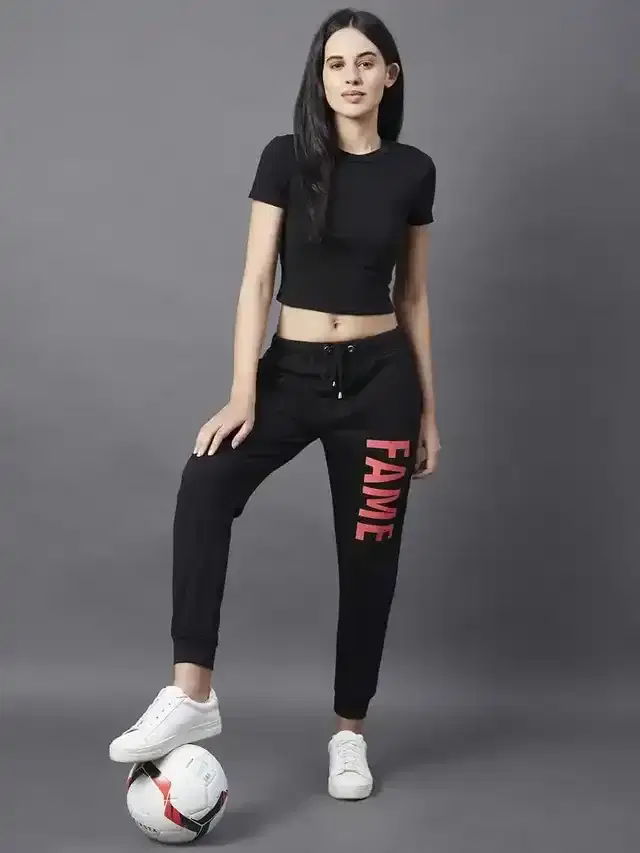 Rigo Casual Cotton Jogger for Women (Black, 28)