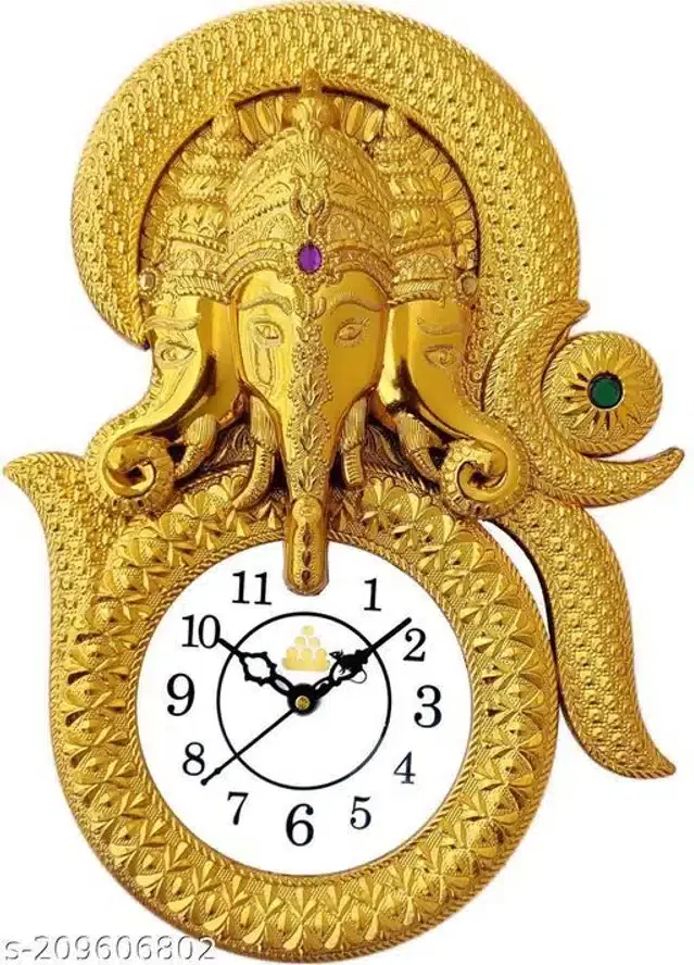 Plastic Analog Wall Clock, Gold & White