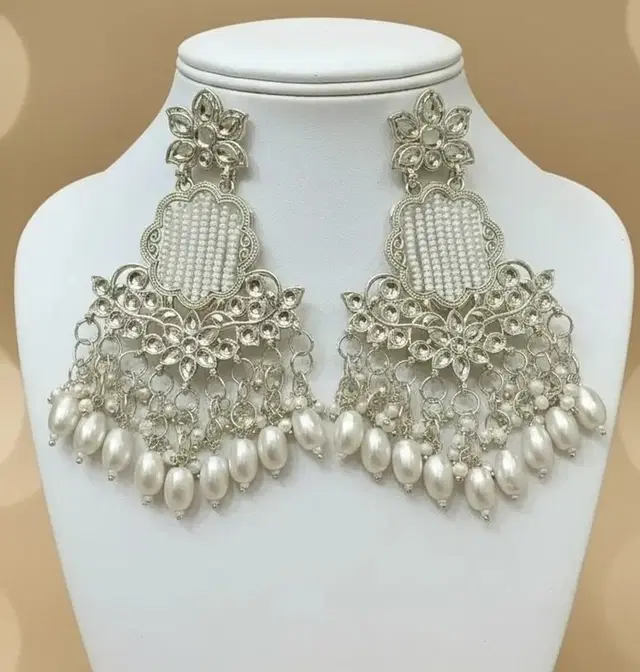 Brass Earrings for Women & Girls, Silver