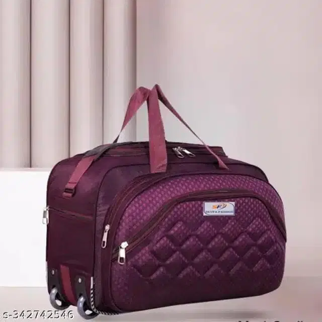 Nylon Strolley Duffel Bag, Purple, 62 L