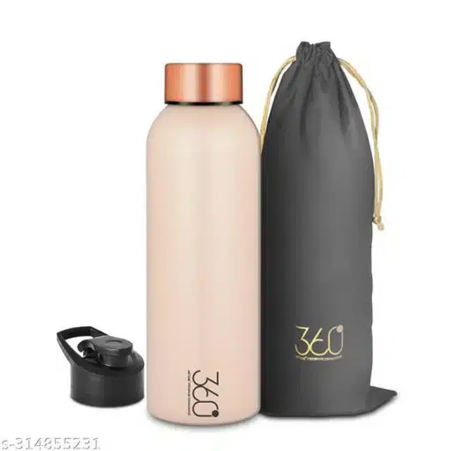 Stainless Steel Water Bottle, Cream & Gold, 1000 ml