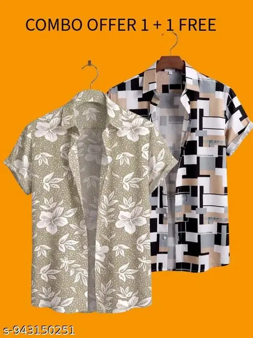 Casual Shirts for Men, Pack of 2 (Multicolor, S)