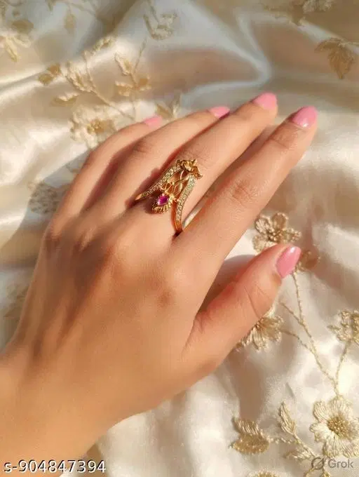 Gold Ring for Women (Gold, Free Size)