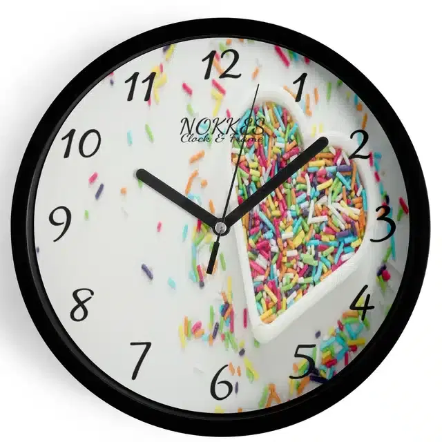 Plastic Printed Wall Clock, Multicolor, 7 Inches