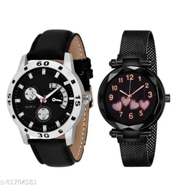 Couple Analog Watches, Set of 2 (Black)