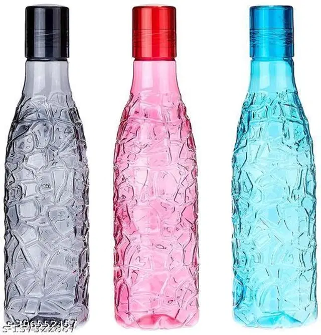 Plastic Water Bottles, Multicolor, 1000 ml, Pack of 3