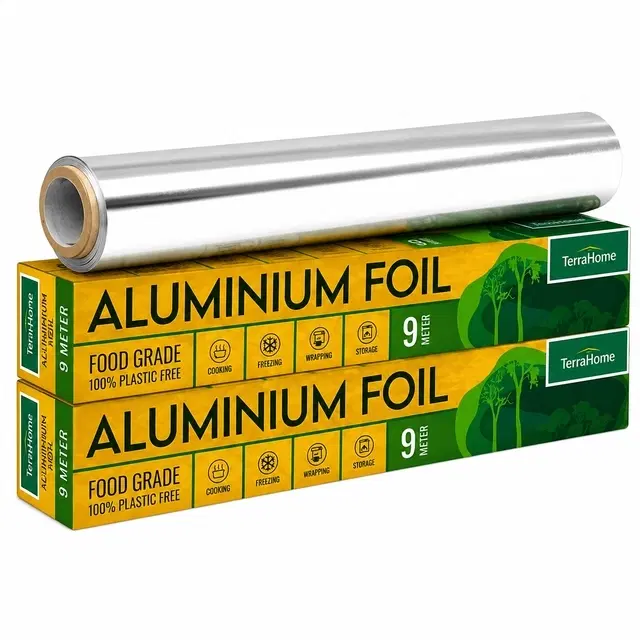 TerraHome Aluminium Foil 2x9m [With in-built Cutter] [Pack of 2]