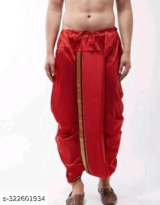 Dhoti for Men (Red, Free Size)