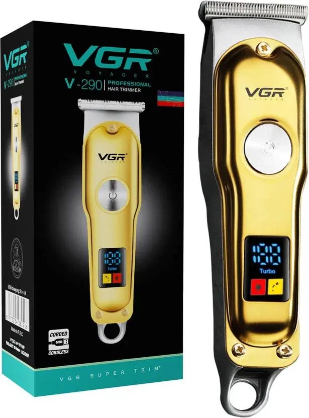 Vgr V-290 Professional Hair Clipper With Led Display Trimmer 120 Min Runtime 4 Length Settings, Gold