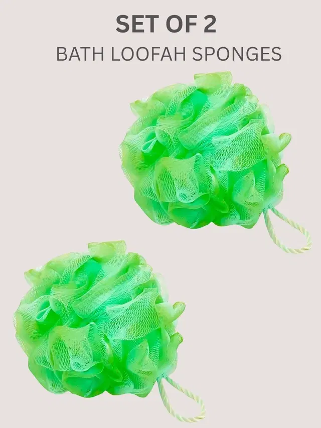 Basicare Luxe White Loofah Sponge Body Scrubber Gentle Exfoliating Sponge Pack of 2