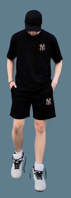 Polyester Printed Co-Ord Set for Men, Black (L)