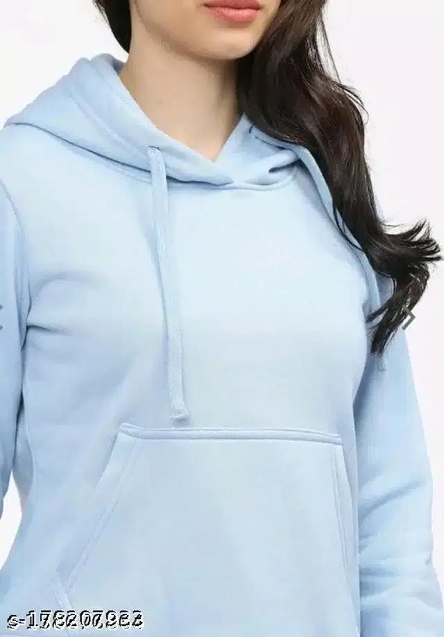 Full Sleeves Hooded Sweatshirt for Women (Sky Blue, XL)