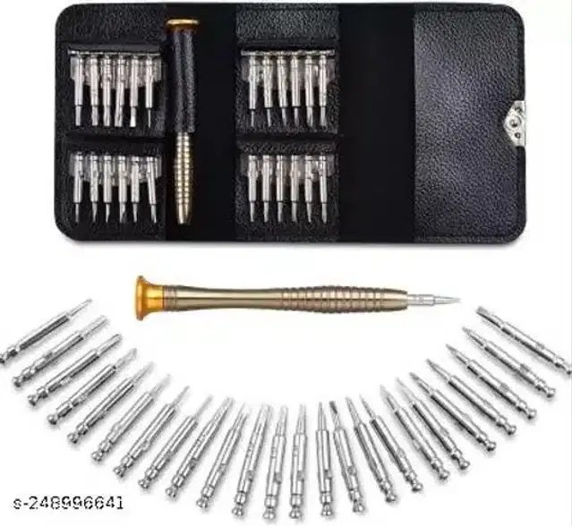 25 in 1 Repair Kit, Black & Silver, Set of 1