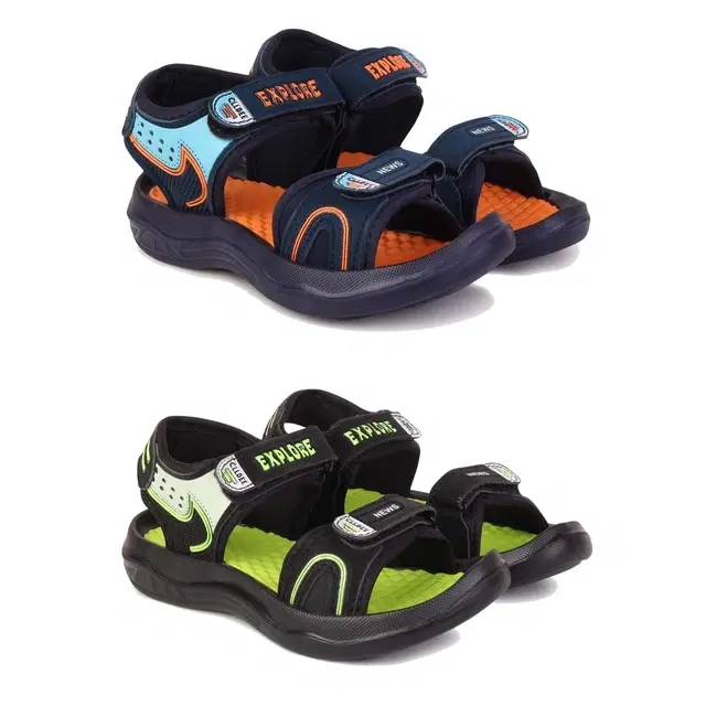 Sandals for Kids, Pack of 2 (Multicolor, 3)