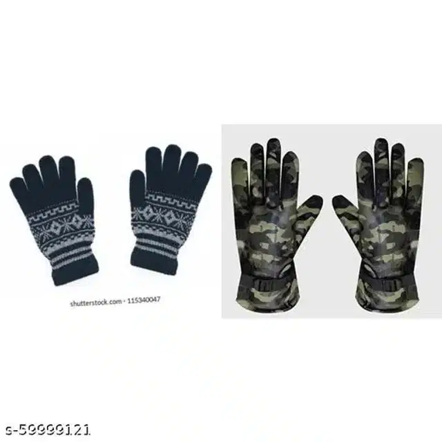 Woolen Hand Gloves for Women, Set of 2 (Multicolor)