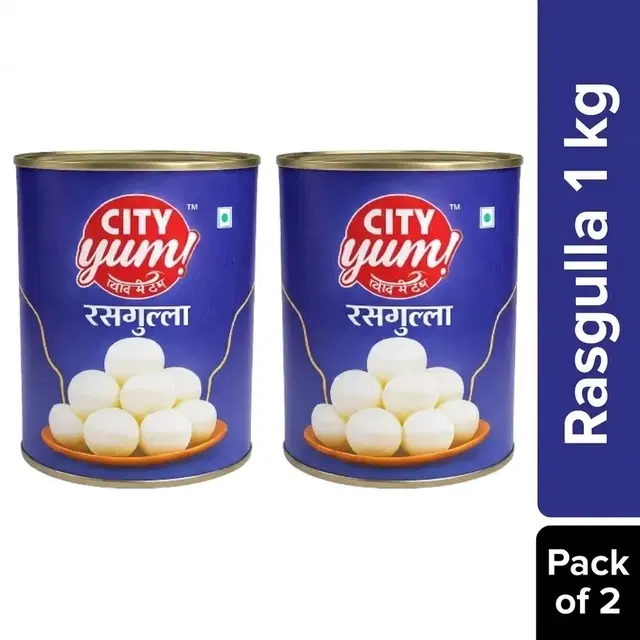 City Yum Rasgulla 2X1 kg (Pack of 2)