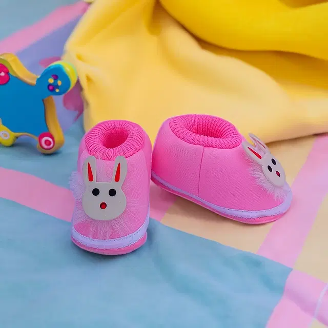 Cotton Booties for Infants (Baby Pink, 9-12 Months)