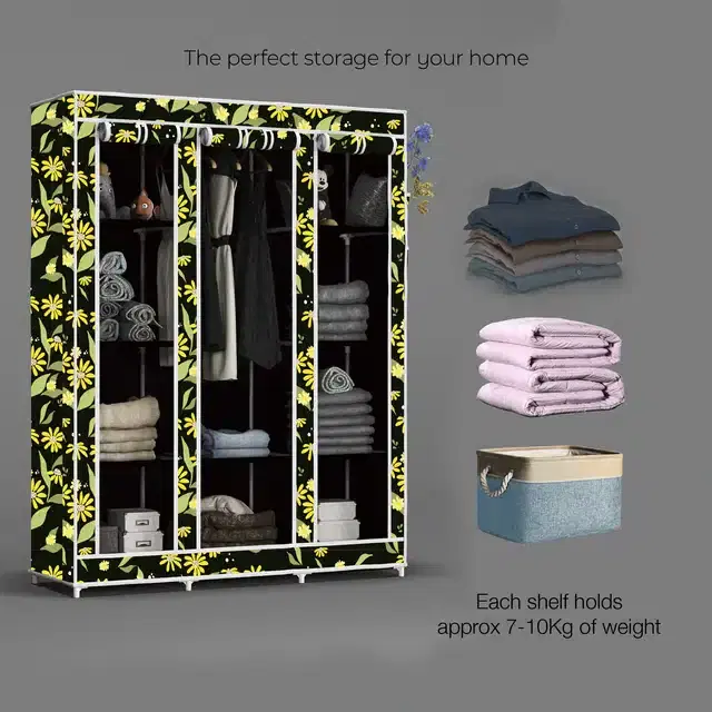 Carbon Steel 3 Door 10 Shelf Printed, Black