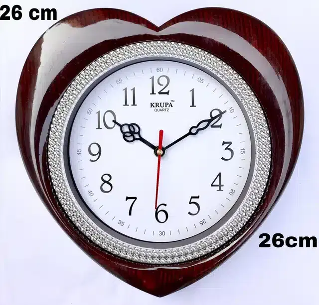 Beautiful Heart Shape Wall Clock, Brown, AC-4