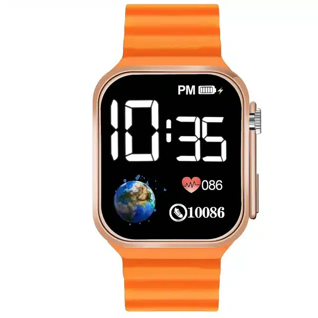Ceramic Digital Watch for Kids (Orange & Copper)