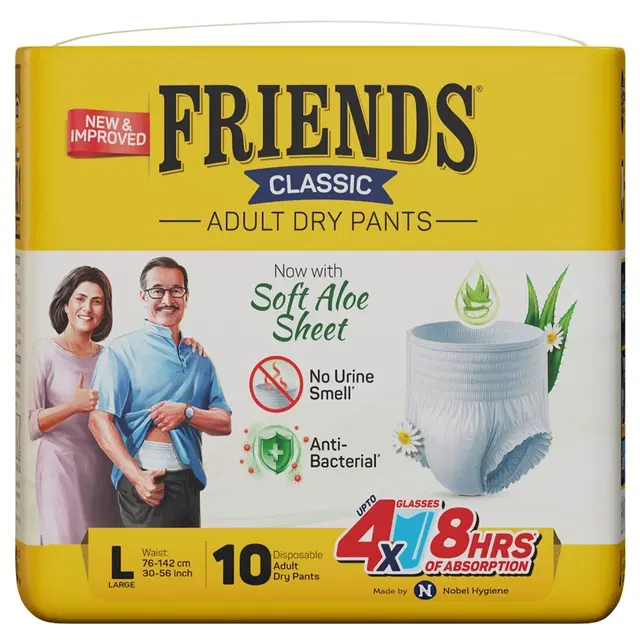Friends Classic Adult Dry Pant 10 Diapers (Large)